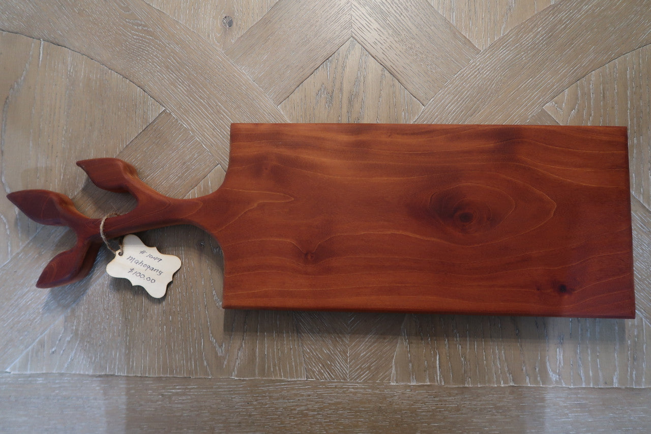 MAHOGANY LEAVES HANDLE CHARCUTERIE/CHEESE/CUTTING BOARD