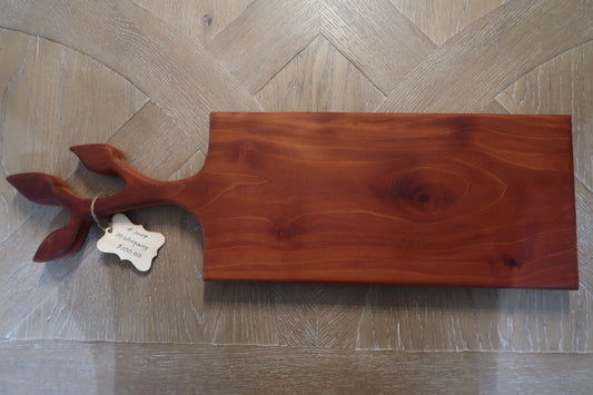 MAHOGANY LEAVES HANDLE CHARCUTERIE/CHEESE/CUTTING BOARD