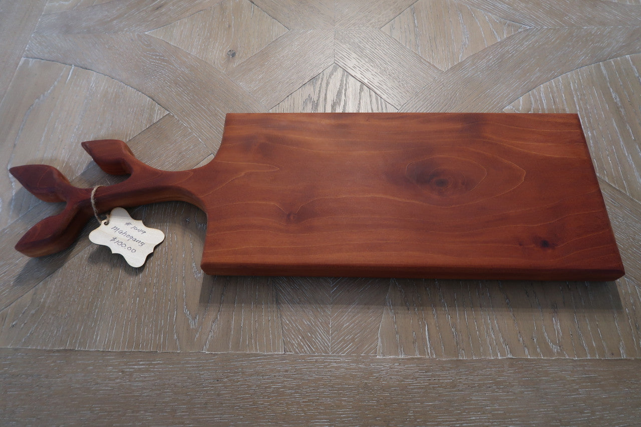 MAHOGANY LEAVES HANDLE CHARCUTERIE/CHEESE/CUTTING BOARD
