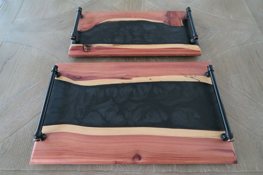 CHARCUTERIE SERVING BOARD SET WITH BRONZED STEEL HANDLES