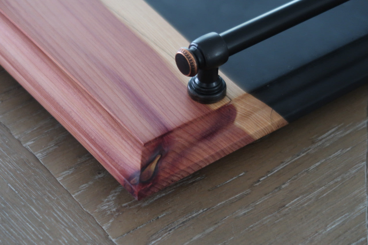 CHARCUTERIE SERVING BOARD SET WITH BRONZED STEEL HANDLES