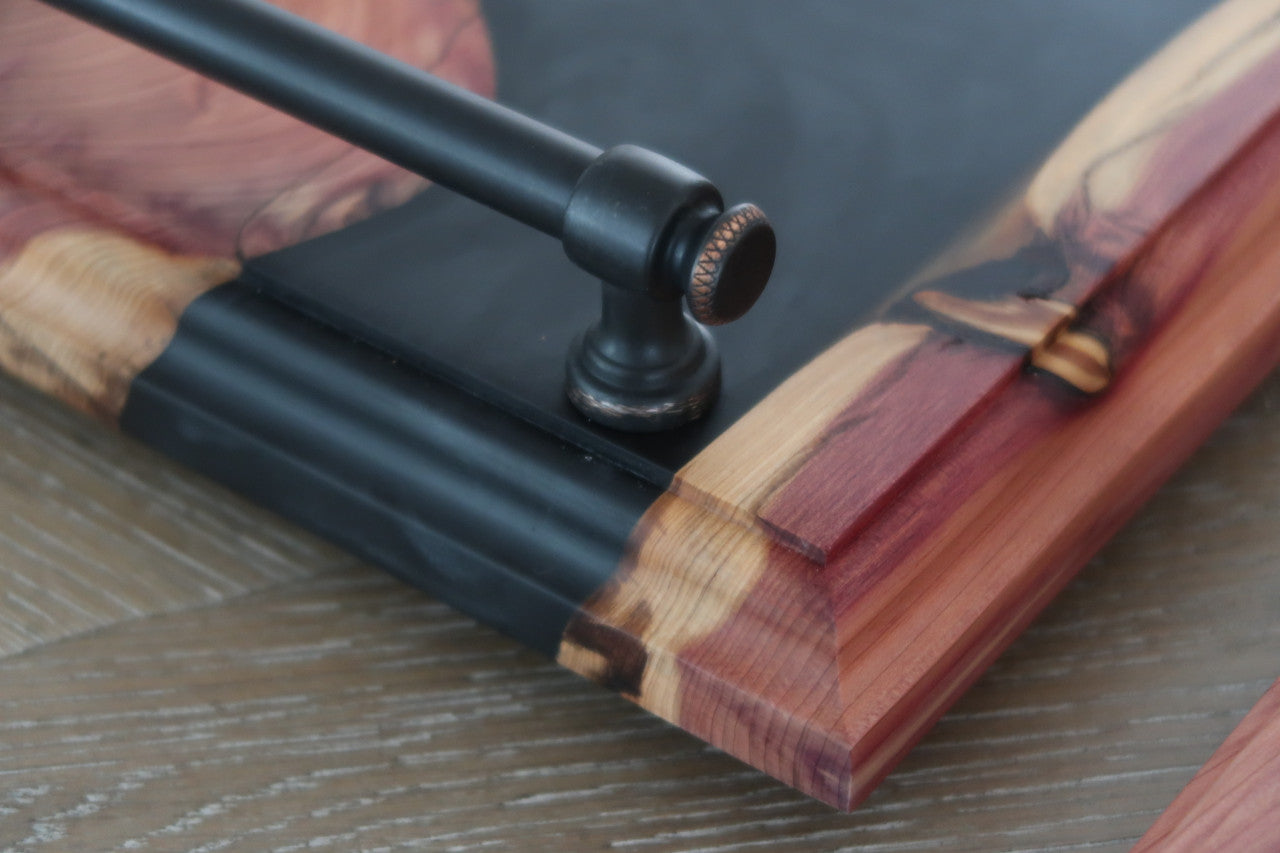 CHARCUTERIE SERVING BOARD SET WITH BRONZED STEEL HANDLES